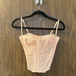 Urban Outfitters Pale Pink Lace Bustier Top
